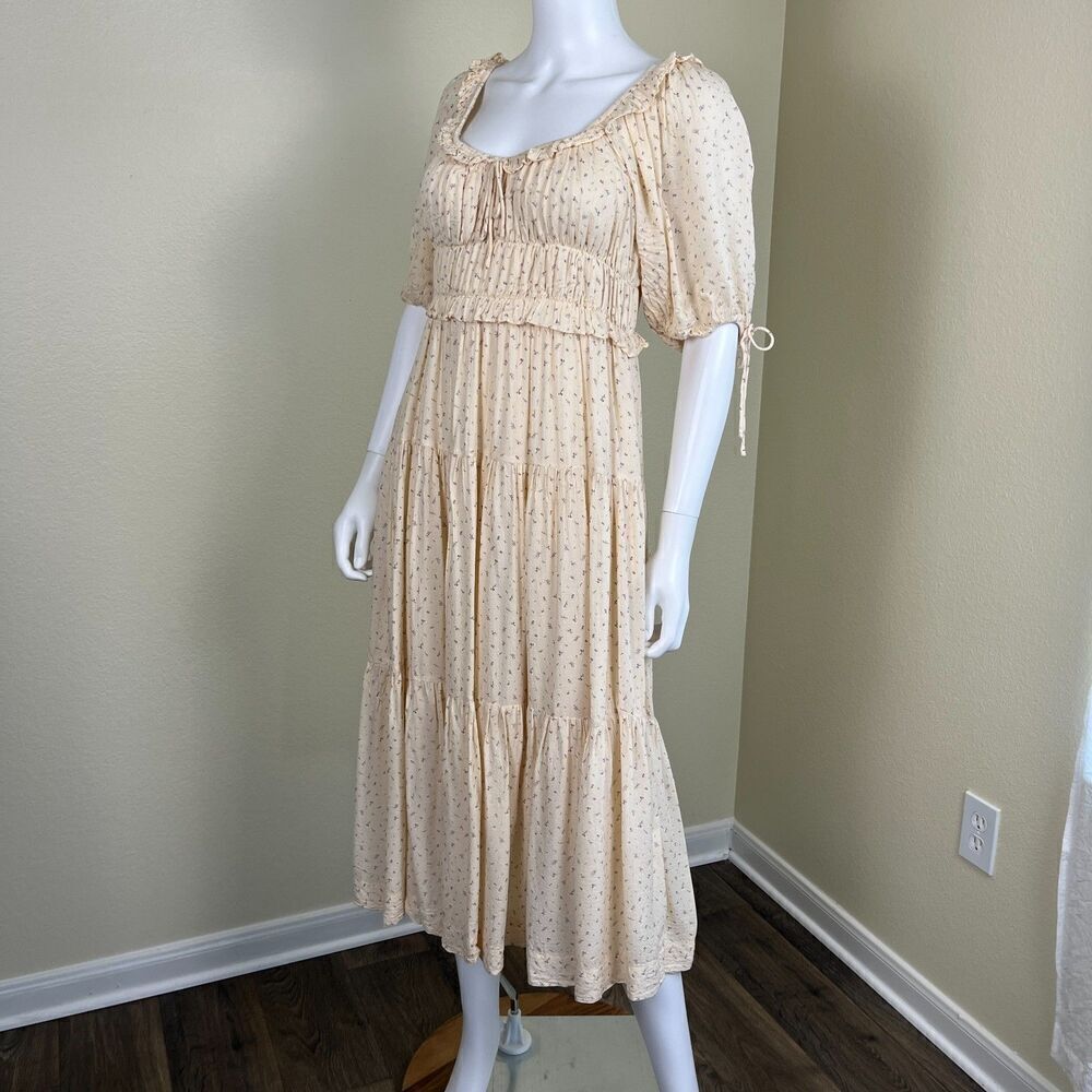 En Saison Women's Size S Yellow Roberta Floral Smocked Ruffle Midi Dress Yellow - Picture 13 of 16